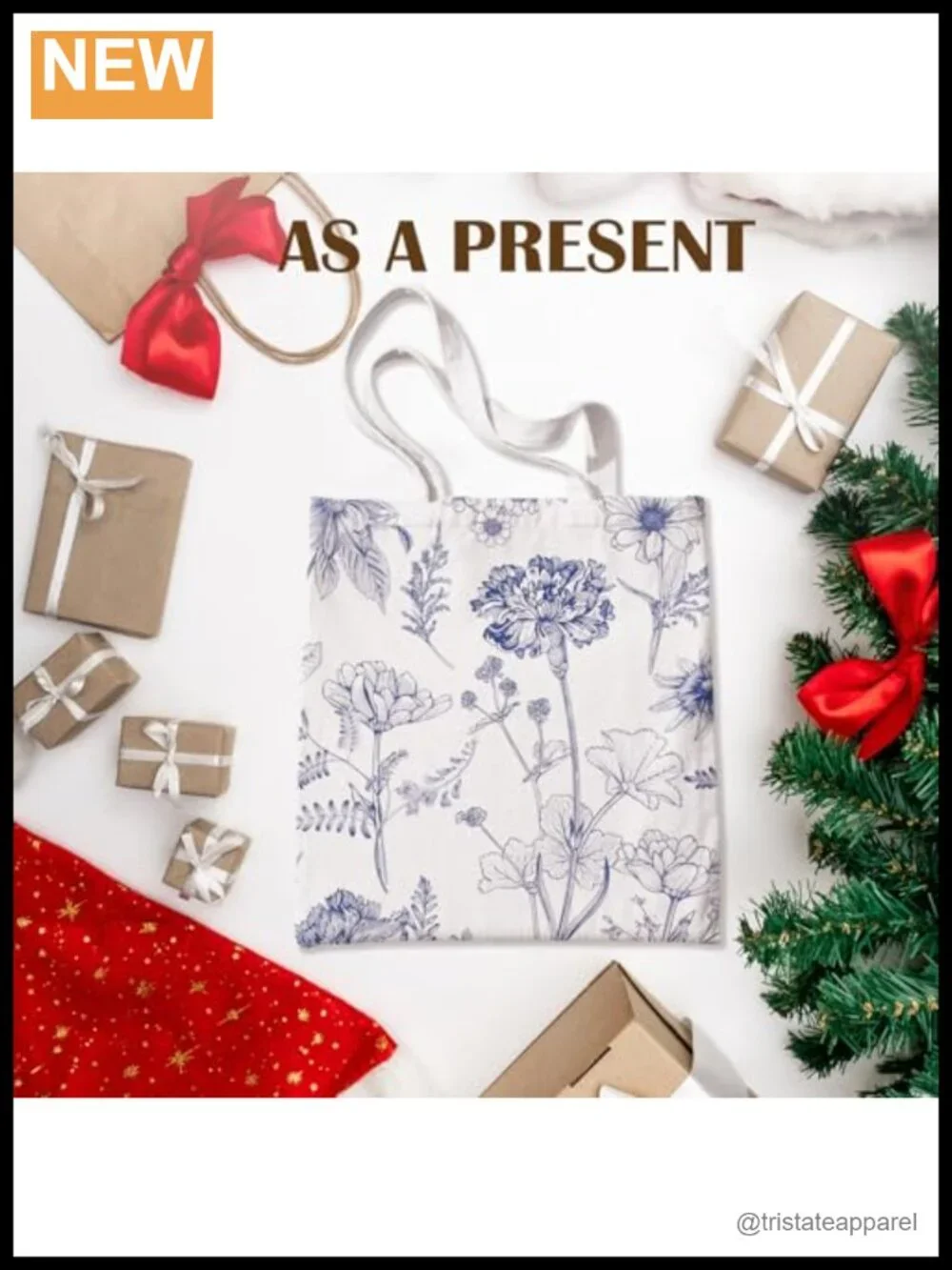 Floral Printed Canvas Tote Bag Reusable Grocery Shopping Bag